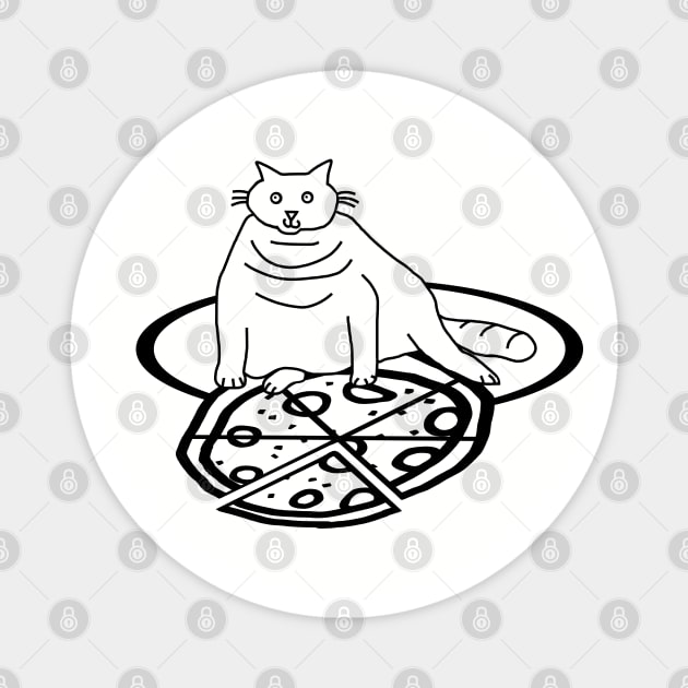 Cute Cat and Pizza Outline Magnet by ellenhenryart